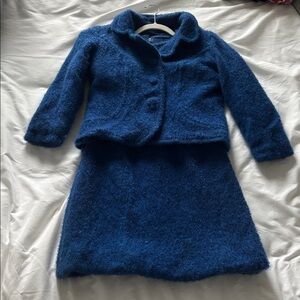 Vintage Cobalt Blue Marled Wool Women's Dress Jacket Set